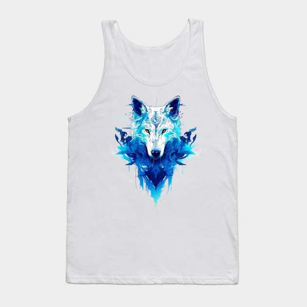 Howling at the Moon: Ice Wolf Design Tank Top by BlackMyst